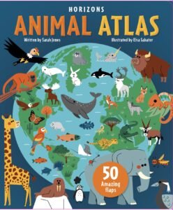 Animal Atlas for kids, 250 species, 50 flaps, vibrant illustrations, fun facts